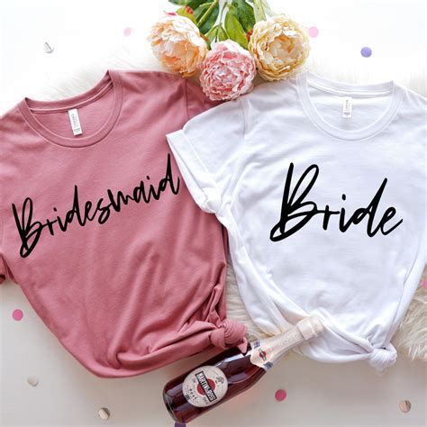 Bride T Shirt Bridesmaid Shirt Matching Wedding Shirts Bride And Bridesmaid Shirts