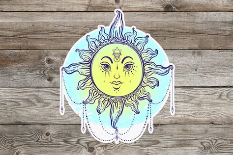 Boho Hippie Sun Waterproof Vinyl Sticker Decals For Laptop Etsy