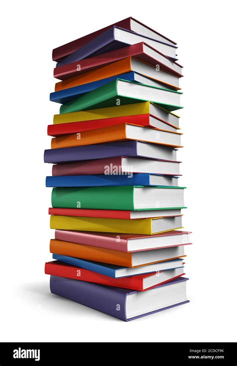 Tall Stack Of Books Isolated On White Background Stock Photo Alamy