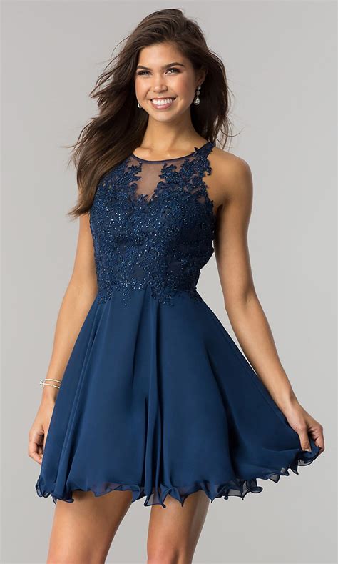 Short Homecoming Dress With Beaded Lace Bodice In 2020 Cute Formal