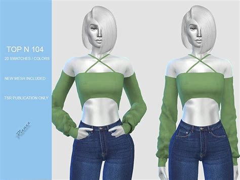 X Strap Long Sleeve Crop Top N 104 By Pizazz At Tsr Sims