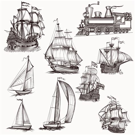 Free Vector Hand Drawn Boats Collection