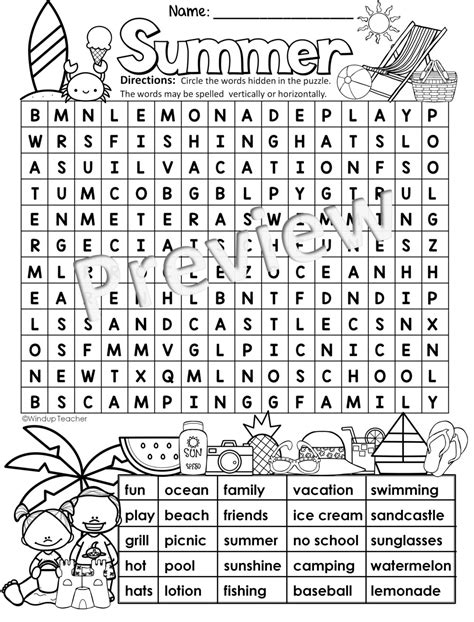 Summer Word Search Easy Puzzle Ready To Go Madebyteachers