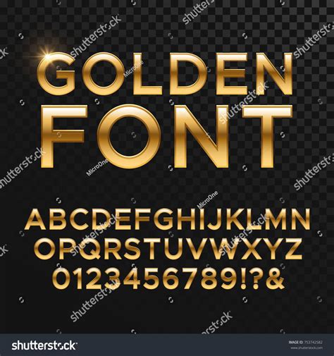 Download Golden glossy vector font or gold alphabet. Yellow metal typeface. Metallic golden abc, alphabet ...