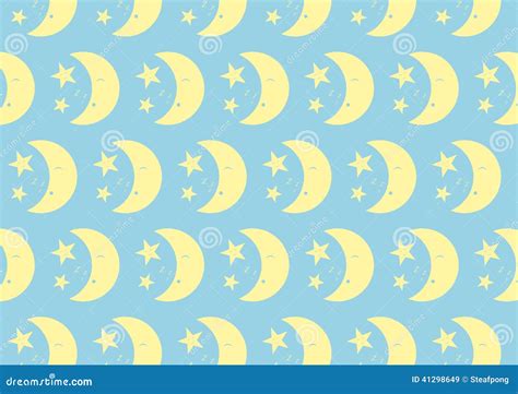 Happy Cute Moon And Star Pattern On Pastel Color Background Stock