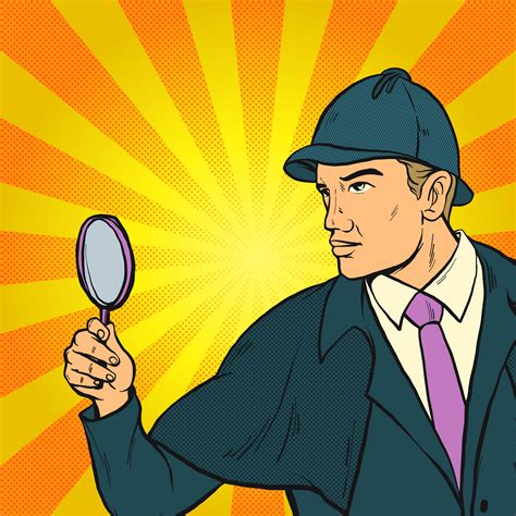 Detective Looking For Clues Pop Art Illustration 173902 Vector Art At