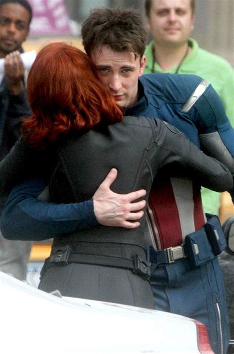 Hugging Chris Evans Captain America Avengers Scarlett Johansson
