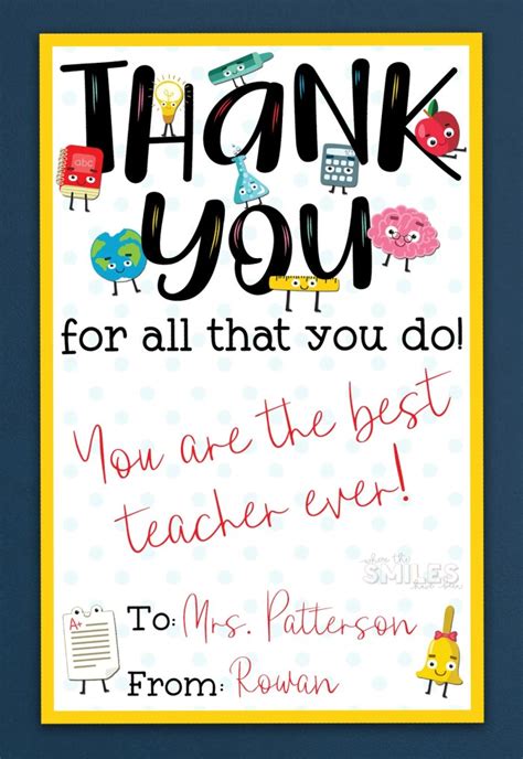 Free Printable Thank You Teacher Card Printable Get Your Hands On