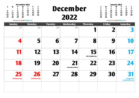 Printable December 2022 Calendar Free Printable Calendars Images