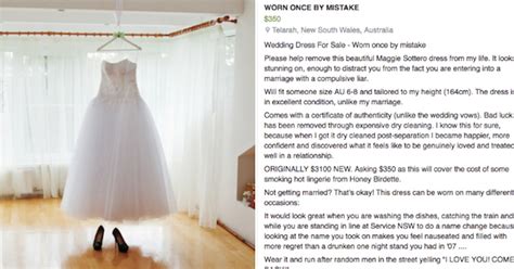woman sells wedding dress in ad slamming husband