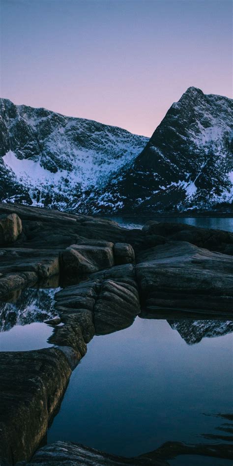 Free Download Evening Sunset Lake Mountain Nature 1080x2160 Wallpaper