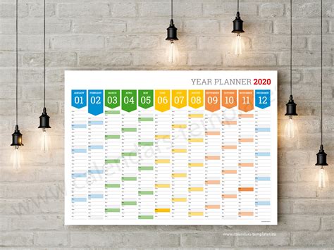 2020 Yearly Wall Planner Kp W12c Calendar Template