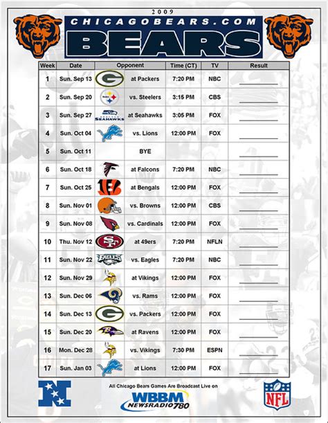 2024 Chicago Bears Schedule Pdf Cleveland Indians Schedule 2024