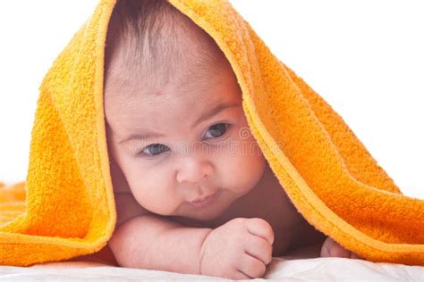 Baby Under Towel Stock Photo Image Of Body Curiosity 23059784