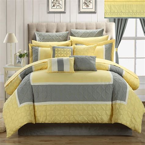 Aida Quilted 25 Piece KING Room In A Bag Comforter Bed Sheet Set Yellow