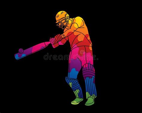 Graphique Sportif De La Caricature Daction Des Joueurs De Cricket