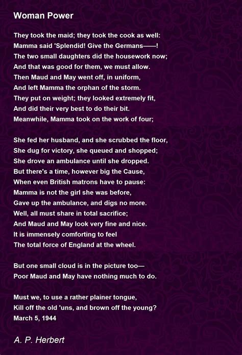 Woman Power Woman Power Poem By A P Herbert