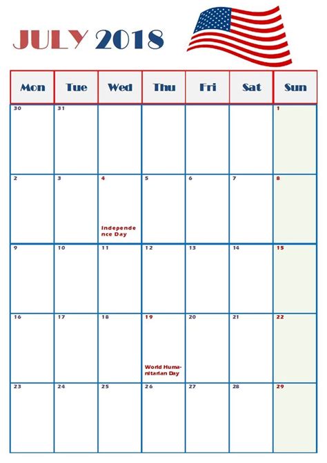 July 2018 Calendar Holiday Usa 2018 Holiday Calendar Holiday