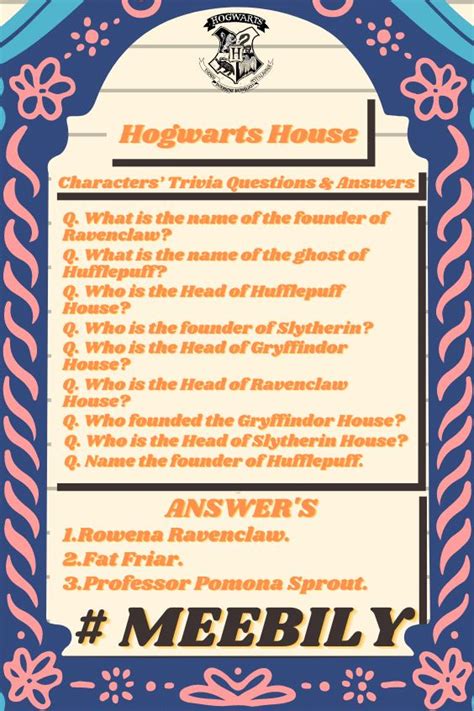 Hogwarts House Characters Trivia Questions And Answers Trivia Questions And Answers Trivia