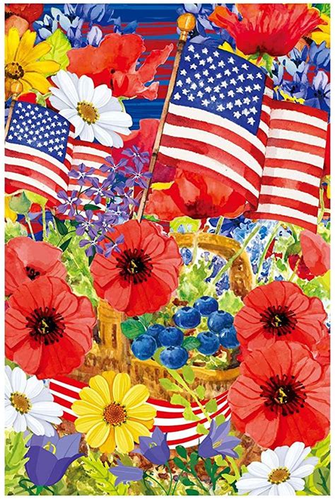 Texupday God Bless Usa Colorful Blooms Double Sided America Patriotic