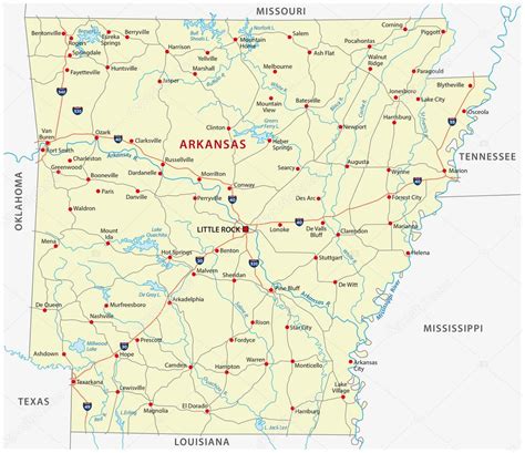 Mapa Da Estrada De Arkansas — Vetores De Stock © Lesniewski 125380554