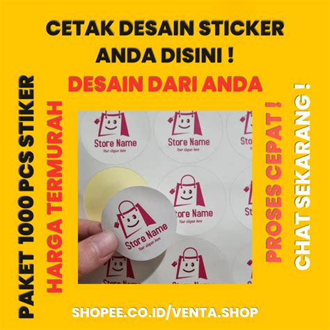 Jual Cetak Stiker Label Kemasan Paket Pcs Cetak Plus Cutting Bahan
