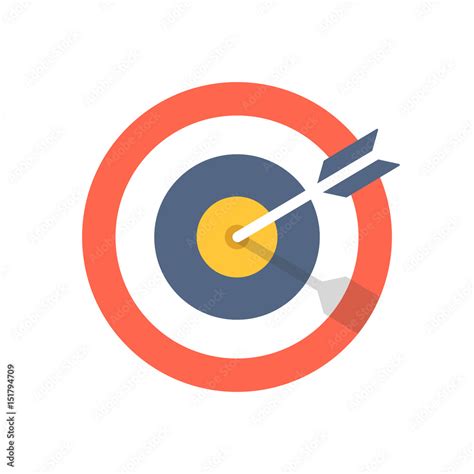 Target And Arrow Icon Bullseye Symbol Modern Flat Design Graphic