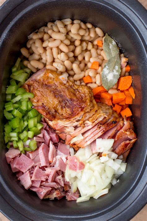 Add carrots, celery, onion, and white beans and cook until. SLOW COOKER HAM AND WHITE BEAN SOUP - Maria's Mixing Bowl
