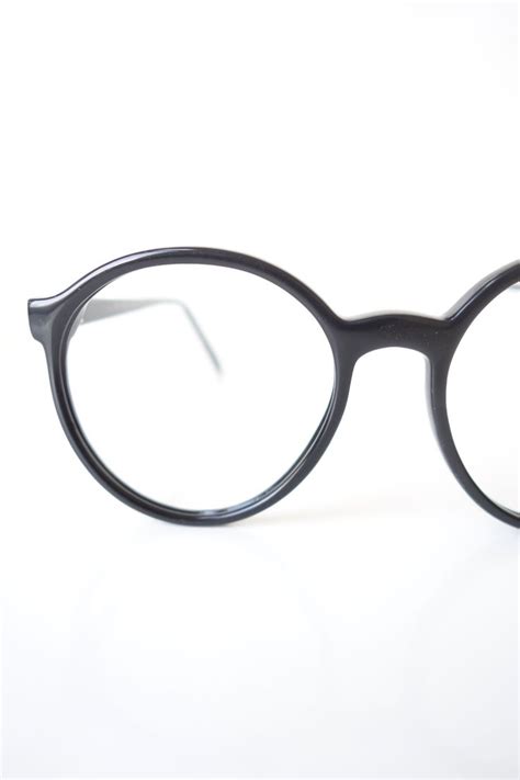 Glossy Black Round Eyeglasses Womens Round P3 Vintage Etsy Round Eyeglasses Black