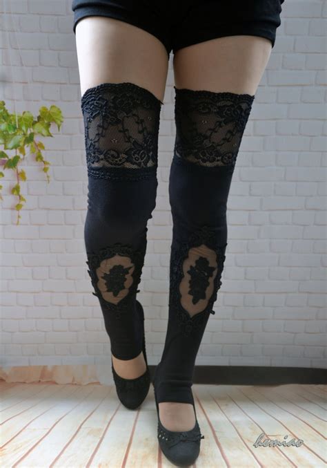 Sexy Thigh High Black Leg Warmersover The Knee Socks Woman Etsy