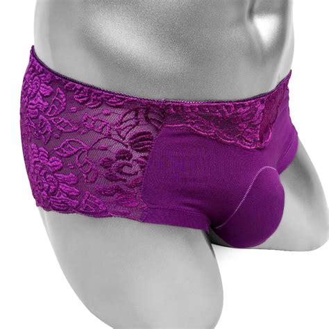 Floral Lace Sissy Pouch Panties For Mens Briefs Underwear See Through
