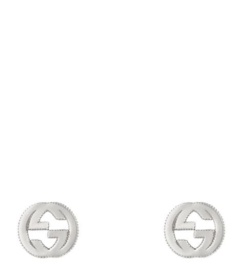 Gucci Sterling Silver Interlocking G Earrings Harrods UK