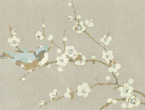 Birds And Blossoms On Silvery Gray Wallpaper Beautiful