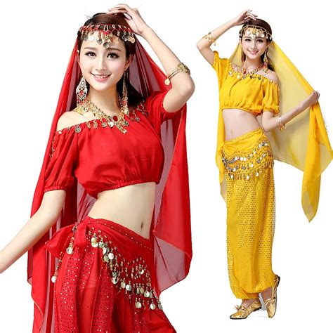 4pcs Belly Dance Costume Triba Gypsy Costume Indian Dress Bellydance Dress Women Belly Dancing
