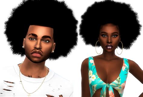 Curly Fro Pack Male And Female Sims Hair Sims 4 Afro Hair Afro Hair