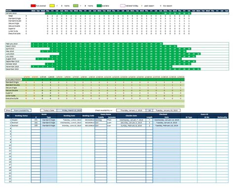 Daily And Hourly Reservation Calendars For Any Purposes Excel Templates
