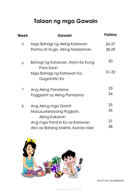 Worksheet Ang Aking Kasuotan Para Sa Kindergarten Kasuotan Malumanay