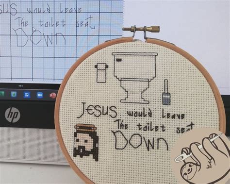 Emojis toilet cross stitch patterns. Jesus would leave the toilet seat down cross stitch pdf ...