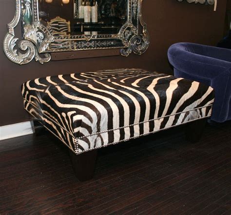 Ottoman pouf made of micro fiber fabric. Large Custom Zebra Ottoman at 1stdibs