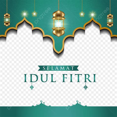 Idul Fitri Vector Png Images Islamic Frame With Gold Lantern Idul Fitri Idul Fitri Aidilfitri