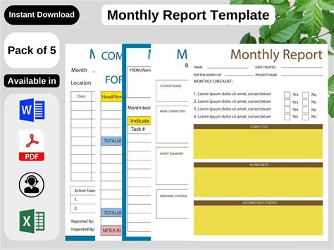 Monthly Report Template Blank Printable PDF Excel Word