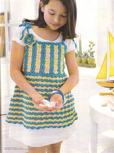 Lindo Vestido Para NiÑa Tejido A Crochet Con Patrones Y Graficos