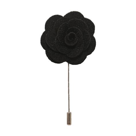 Black Handmade Flowerrose Lapel Pin Etsy Uk
