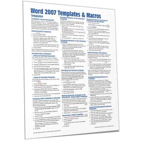 Microsoft Word 2007 Templates Quick Reference Guide Card Beezix