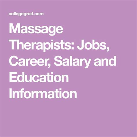 Massage Therapists Jobs Career Salary And Education Information