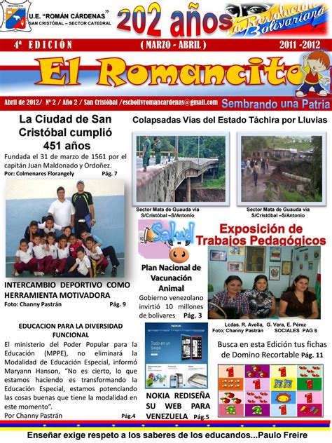 Periodico Escolar N°2 By Escuela Roman Cardenas Issuu