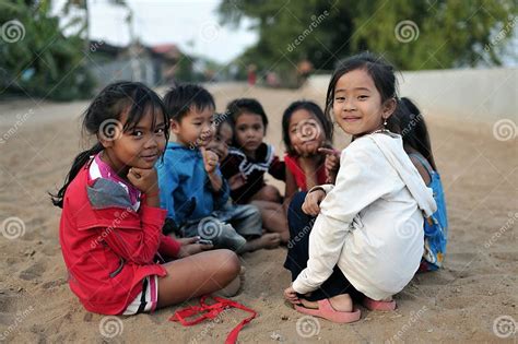 Happy Poor Cute Girl In Asia Village Cambodia Editorial Photography Image Of Cute Battambang