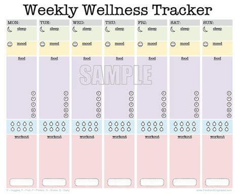 Weekly Wellness Tracker Fillable Workout Planner Sleep Log Food Diary Activity Tracker
