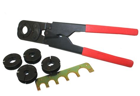 Pex plumbing tools crimp tools. 5 in 1 Pex Crimper Kit 3/8" 1/2" 5/8" 3/4" 1" Crimping ...
