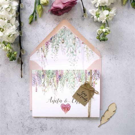 Pretty Wedding Invites Featuring Delicate Flowers Interwoven With Fox